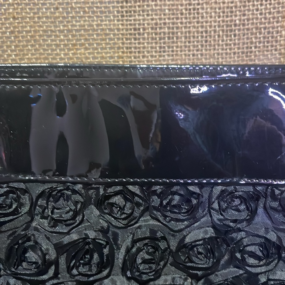 #355 Comsi Comsa Black Rose Purse Tote Satchel - Picture 3 of 10